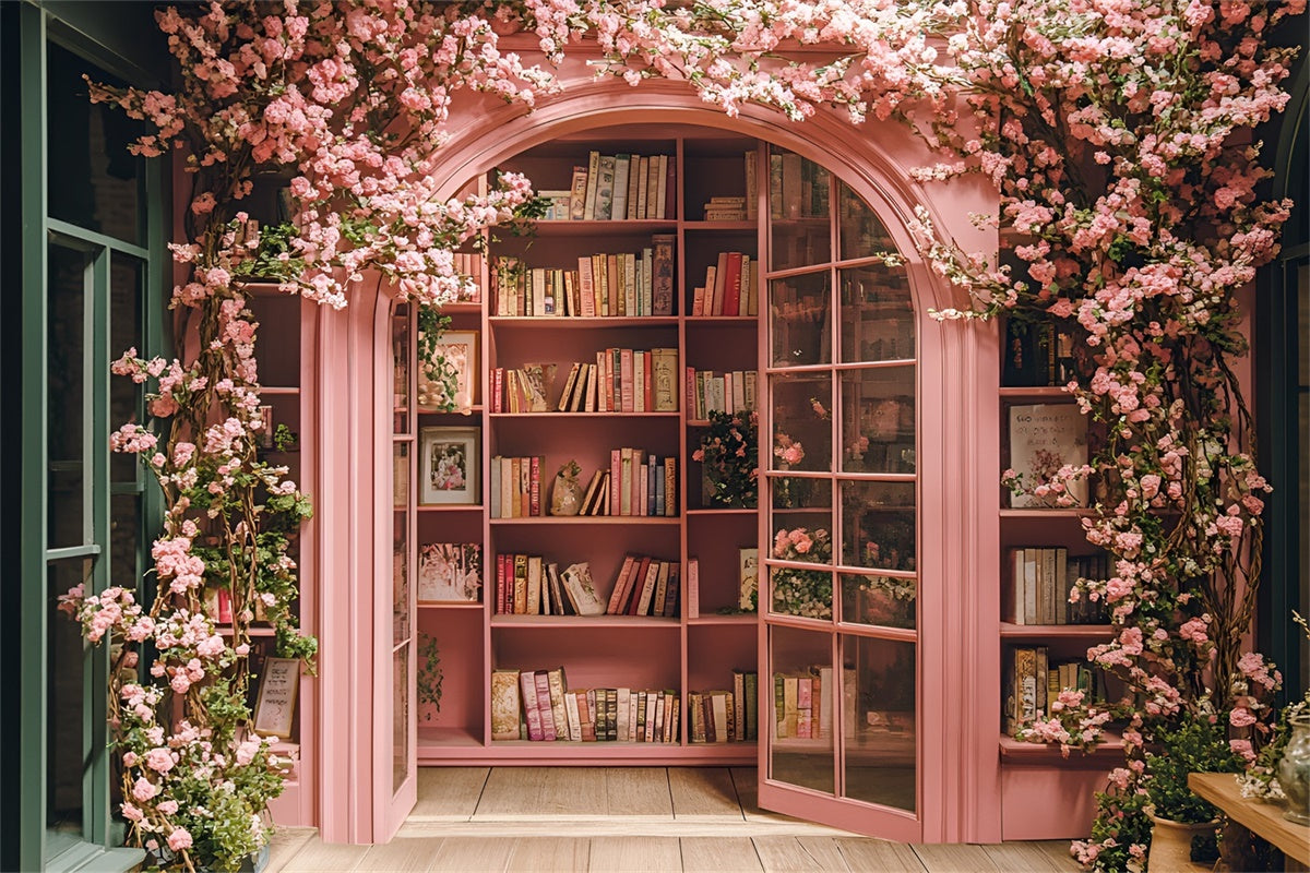 Backdrop für Back To School Kirschblüten Bibliothek Hintergrund CSH3-7