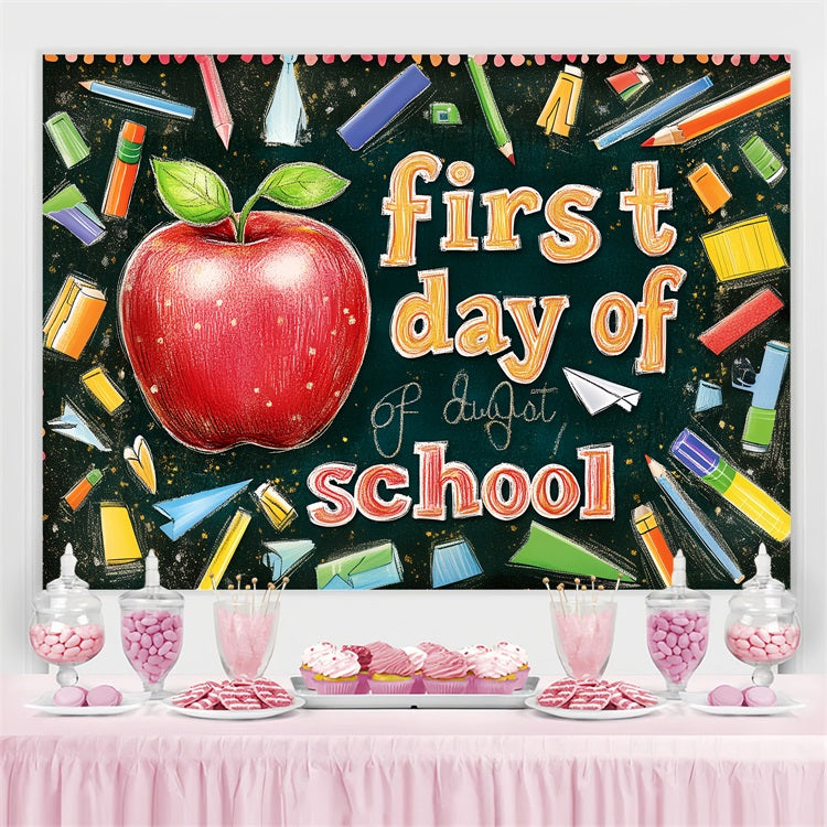 Back To School Fotohintergrund Apple Chalk Art Backdrop CSH3-71