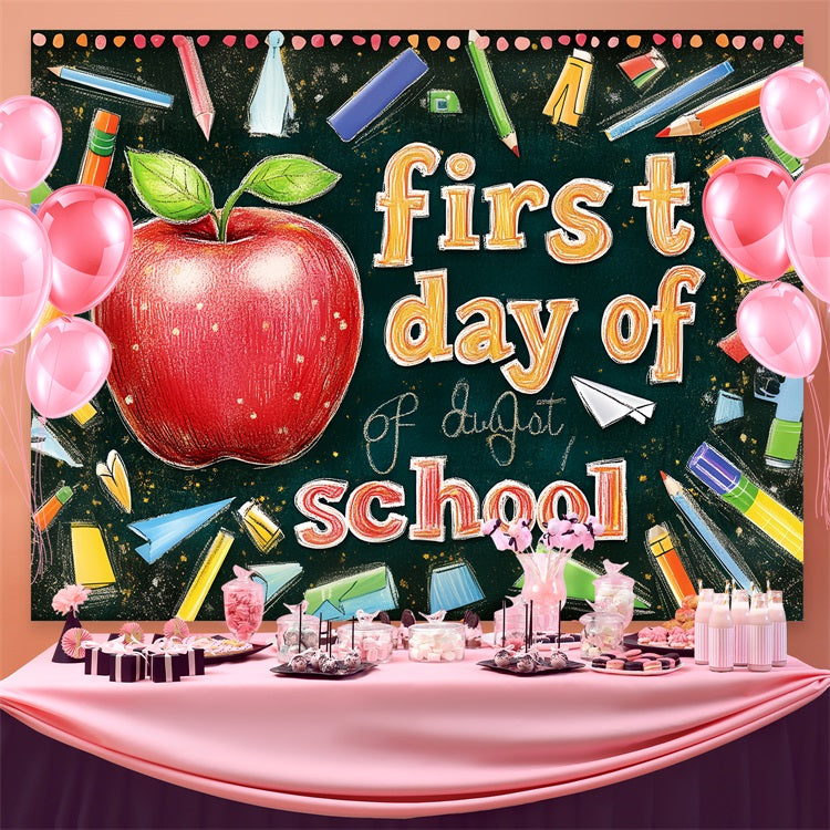Back To School Fotohintergrund Apple Chalk Art Backdrop CSH3-71