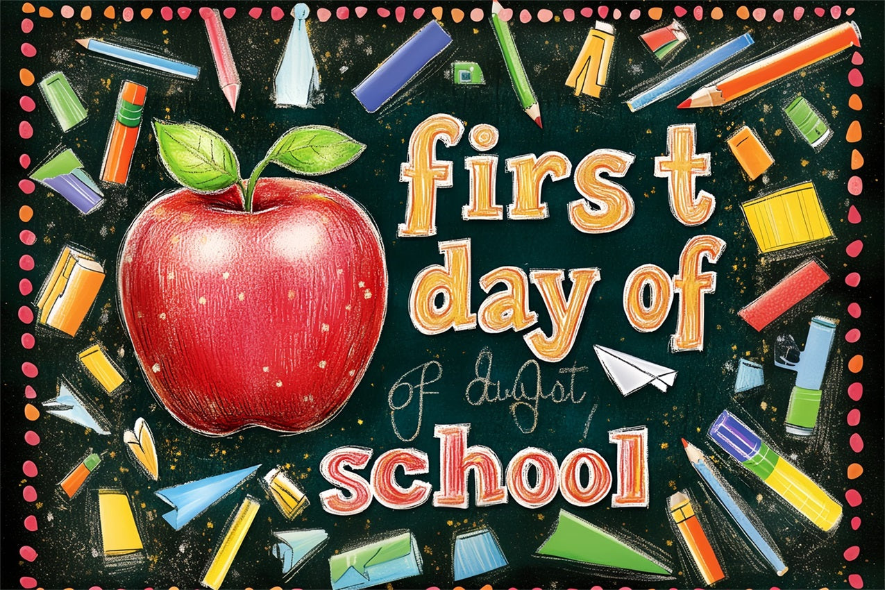 Back To School Fotohintergrund Apple Chalk Art Backdrop CSH3-71