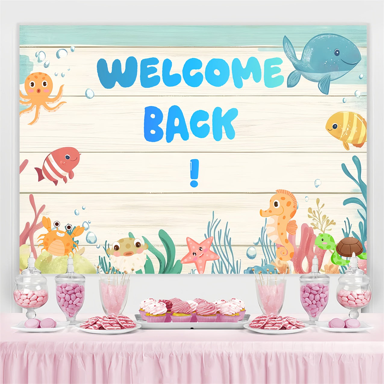 Back To School Backdrop Ideen Cute Sea Creatures Schule Hintergrund CSH3-74