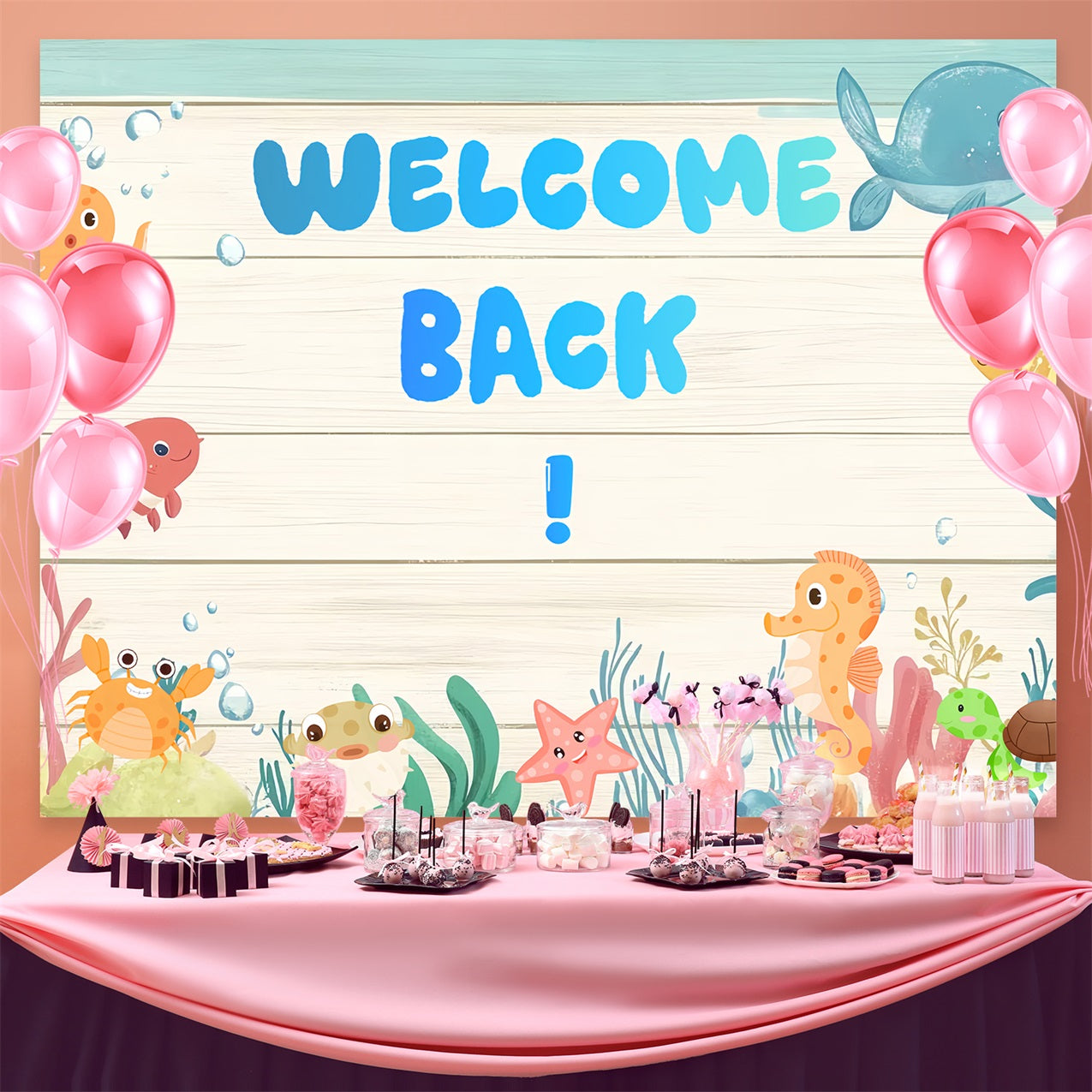 Back To School Backdrop Ideen Cute Sea Creatures Schule Hintergrund CSH3-74