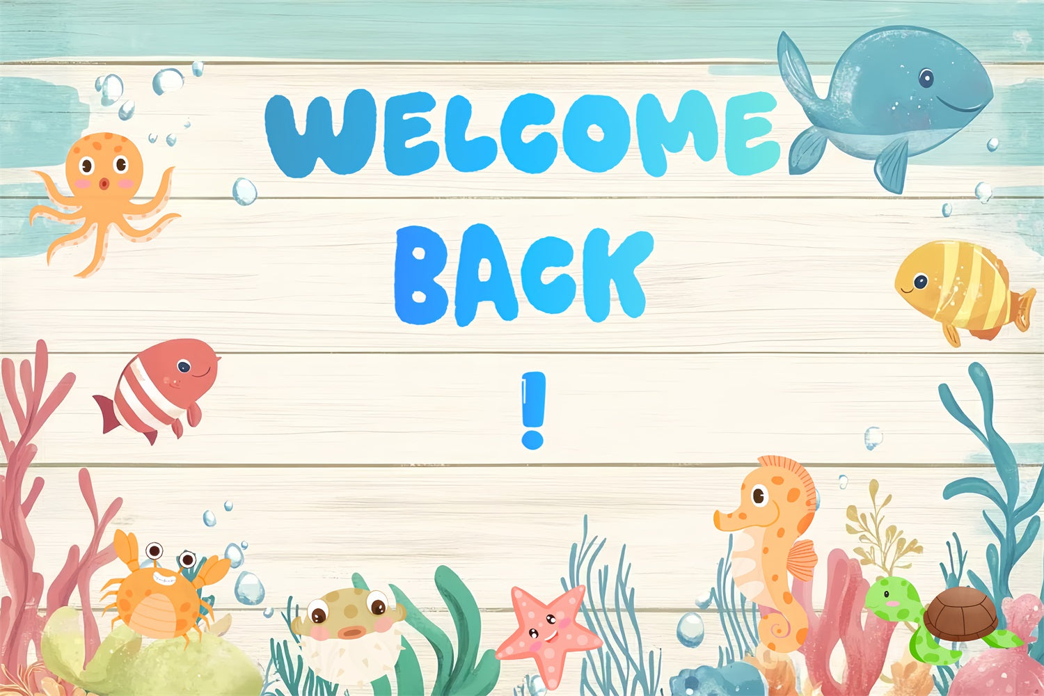 Back To School Backdrop Ideen Cute Sea Creatures Schule Hintergrund CSH3-74