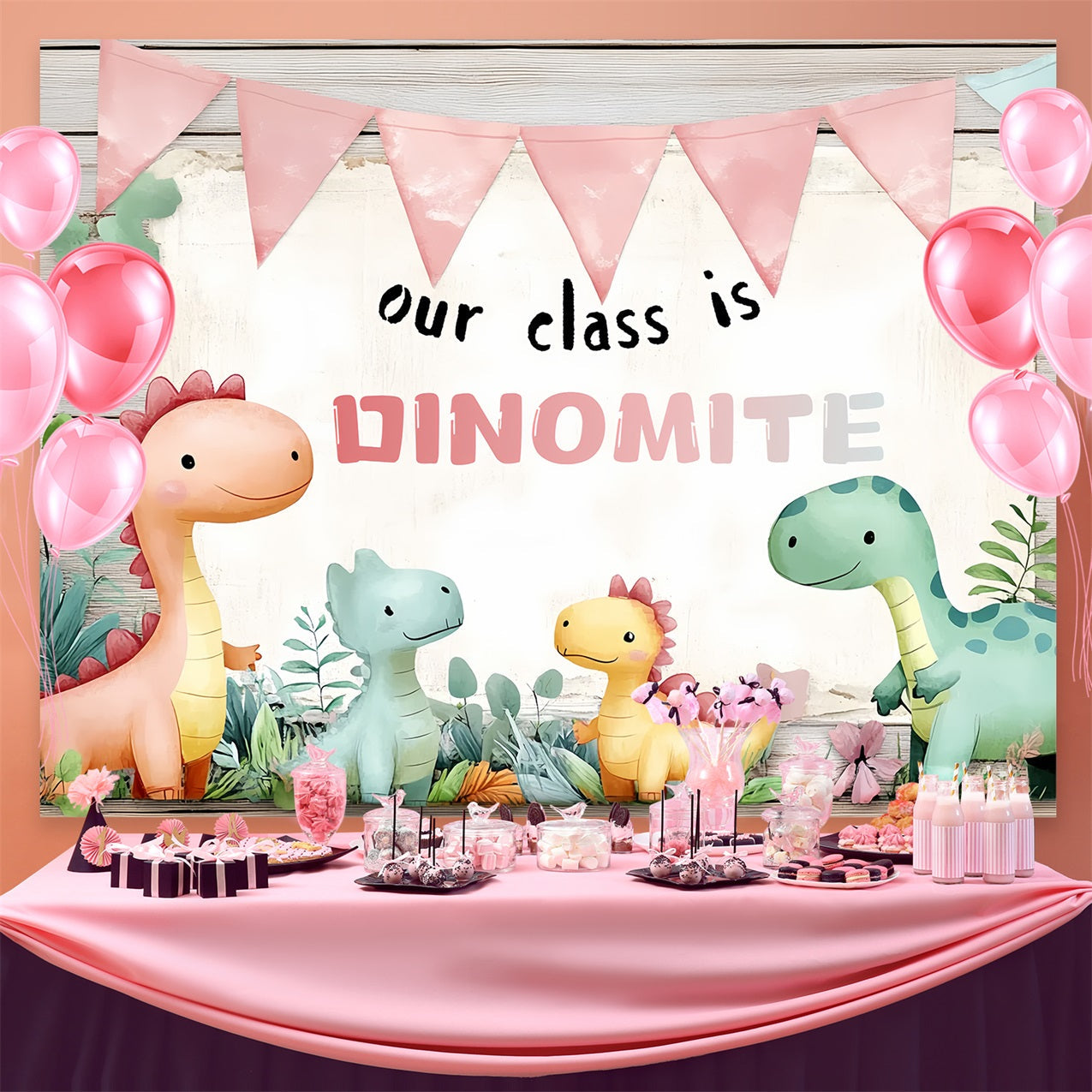 Back To School Fotohintergrund Cute Dinosaur Classroom Backdrop CSH3-77