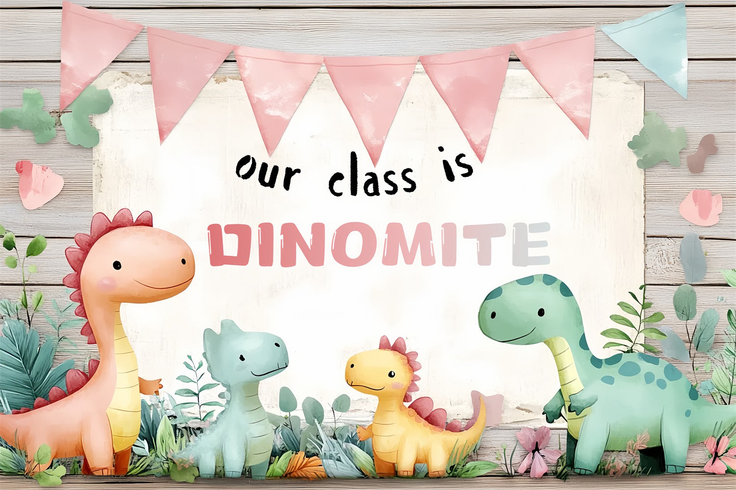 Back To School Fotohintergrund Cute Dinosaur Classroom Backdrop CSH3-77