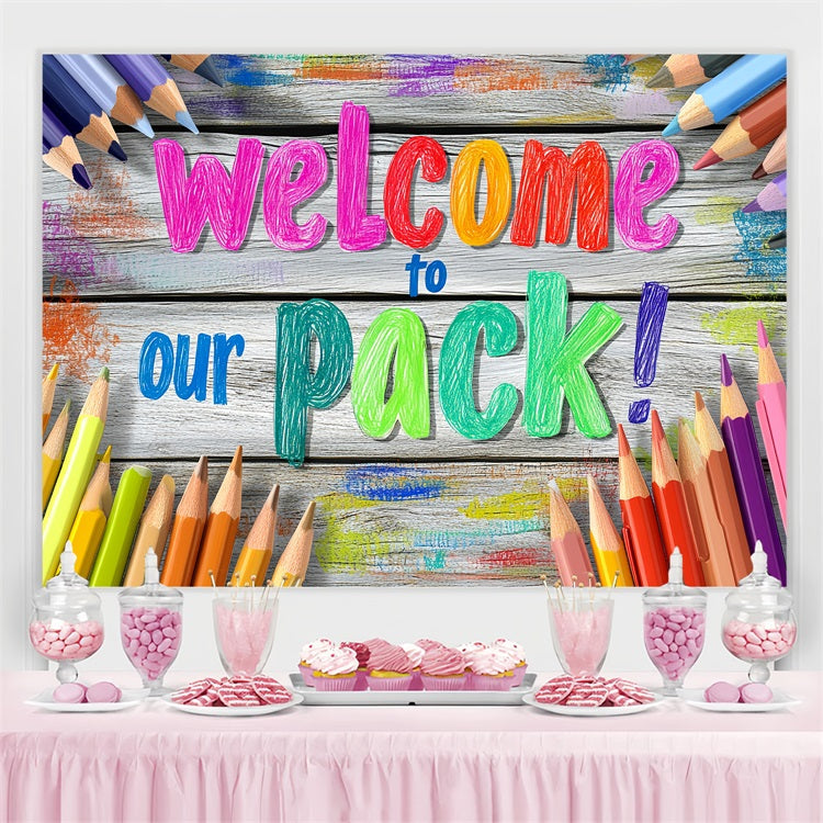 Back To School Fotokulisse Bunte Bleistift Holz Backdrop CSH3-79