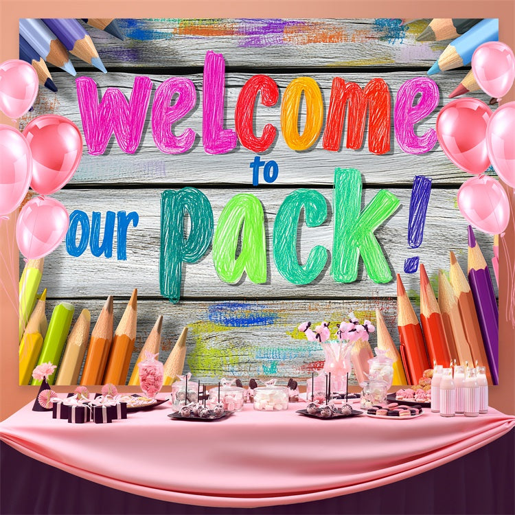 Back To School Fotokulisse Bunte Bleistift Holz Backdrop CSH3-79