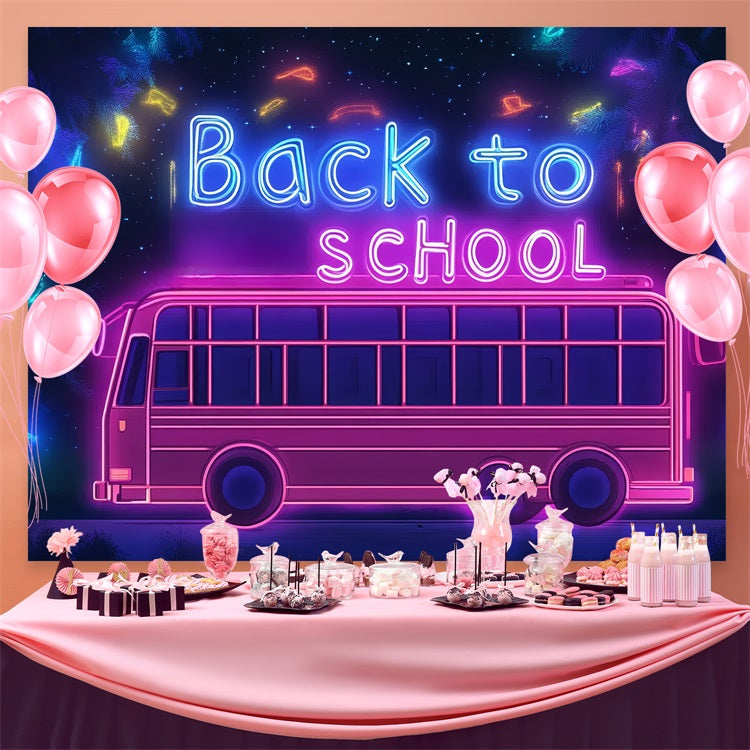 Back To School Backdrop Ideen Neon Electric School Bus Backdrop CSH3-85