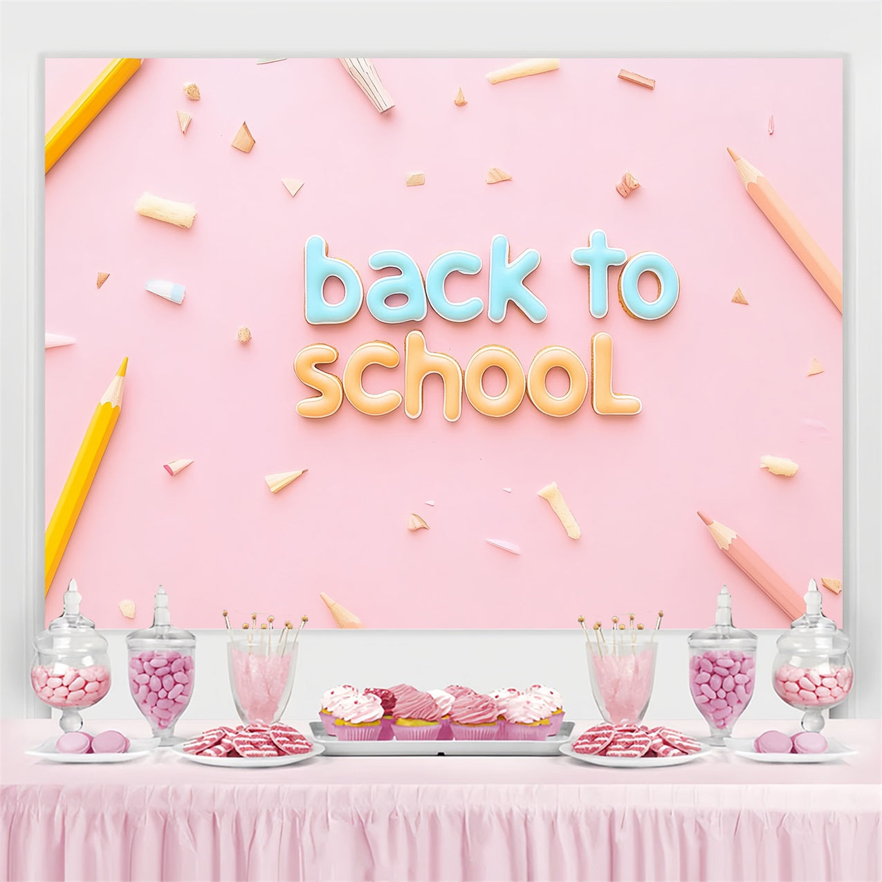Back To School Fotokulisse Minimalistische Bleistift Rosa Kulisse CSH3-86