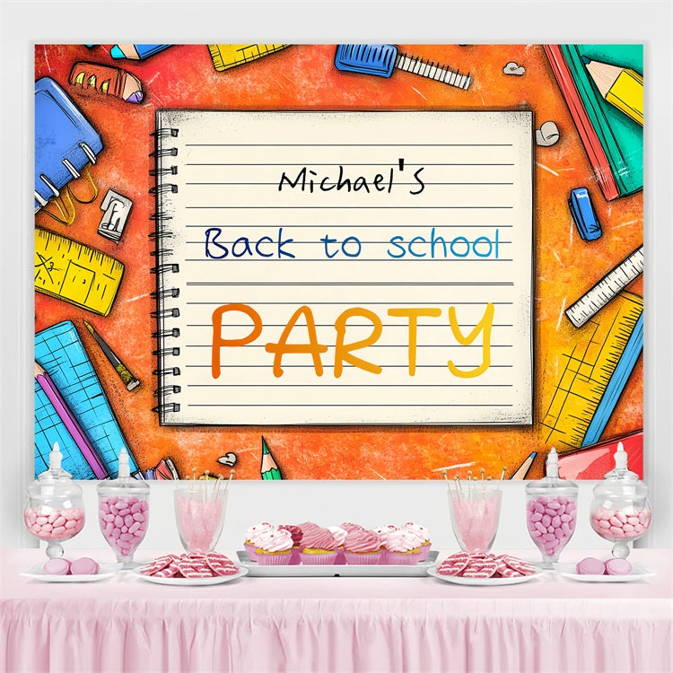 Back To School Backdrops Bunte Schulsachen Custom Backdrop CSH3-87