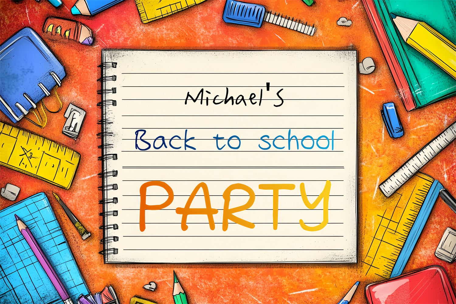 Back To School Backdrops Bunte Schulsachen Custom Backdrop CSH3-87