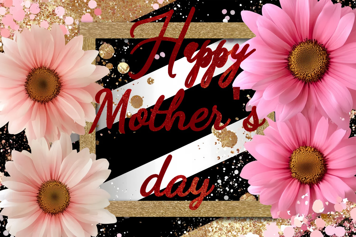 Muttertags-Hintergrundbild zum Anpassen Modernes Streifenmuster und Blumen CSH3-92