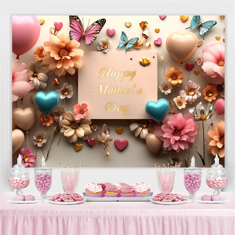 Muttertags-Hintergrundbild mit romantischen Schmetterlingen und Blumen CSH3-98