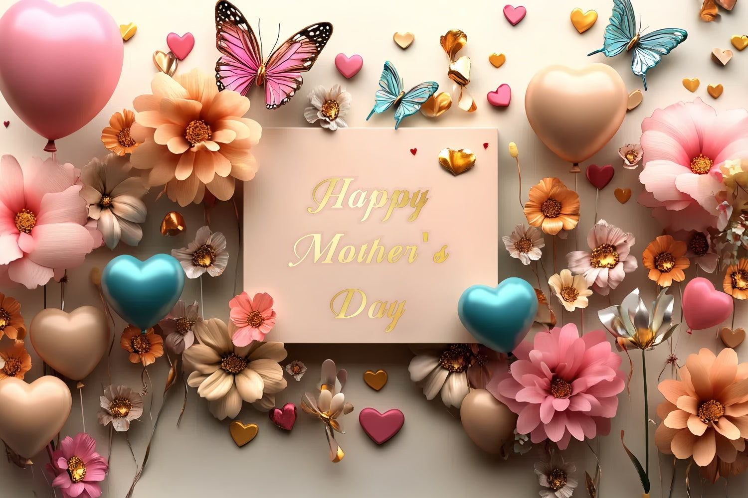Muttertags-Hintergrundbild mit romantischen Schmetterlingen und Blumen CSH3-98
