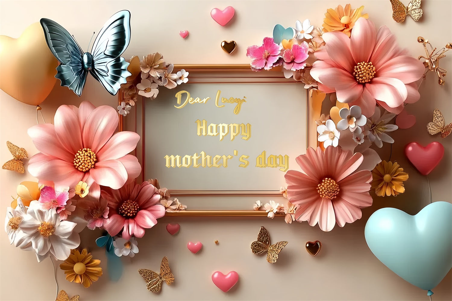 Muttertags-Hintergrundbild zum Selbstgestalten Chic Ballons und Blumen CSH3-99