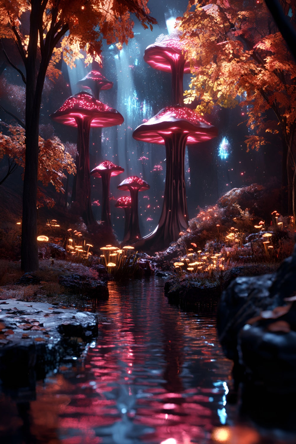 Woodland Fotohintergrund Pilz Wald Wasser Hintergrund CSH4-106