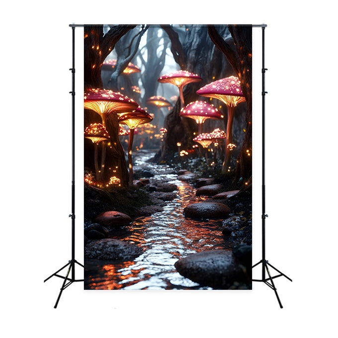 Märchenwald Hintergrund Luminous Mushroom River Hintergrund CSH4-107