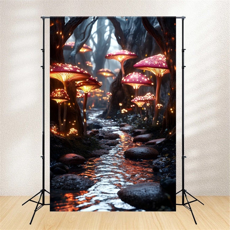 Märchenwald Hintergrund Luminous Mushroom River Hintergrund CSH4-107
