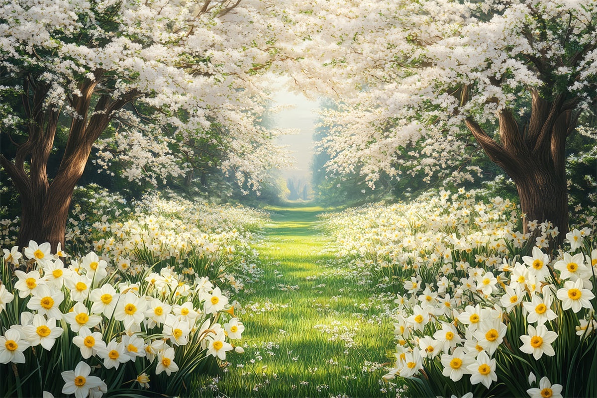 Wald Fotokulissen Verträumter Blumenpfad Hintergrund CSH4-113