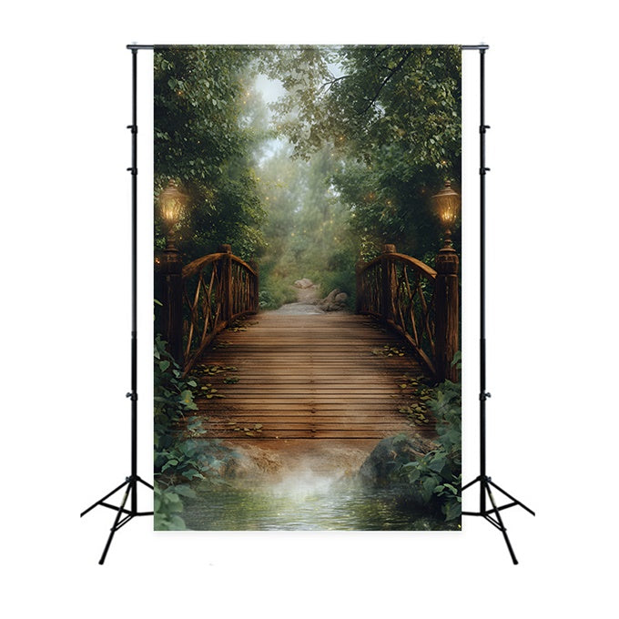Forest Backdrop Fotografie Dämmerung Laterne Brücke Hintergrund CSH4-115