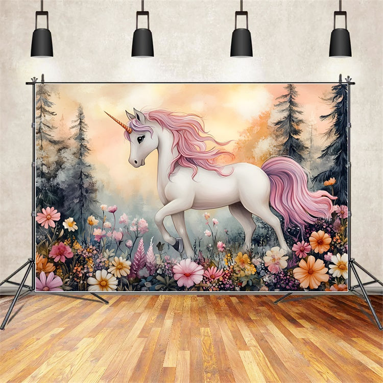 Märchenhafter Wald Hintergrund Fantasie Einhorn Garten Hintergrund CSH4-120