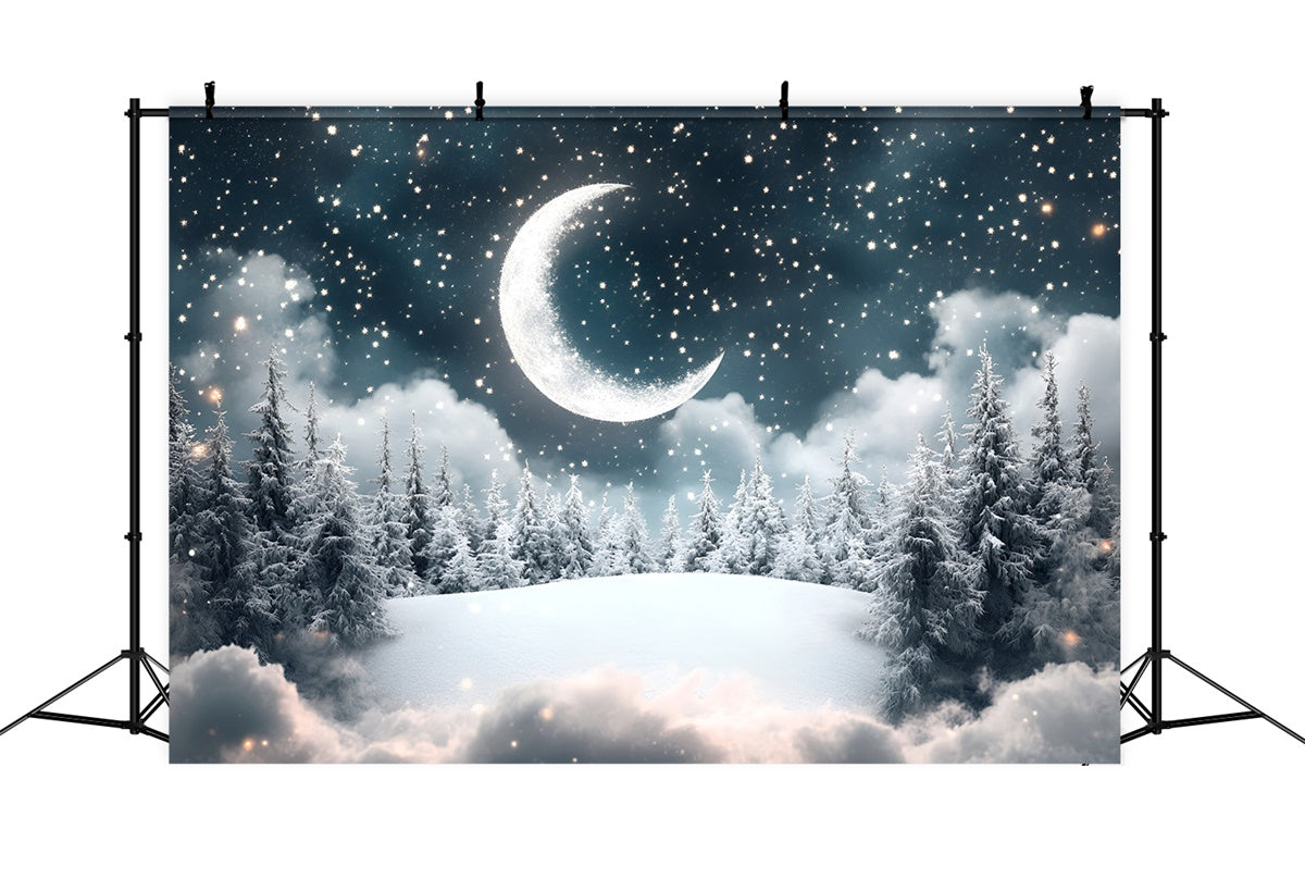 Wald Backdrop Fotografie Sternennacht Mond Kiefern Hintergrund CSH4-122