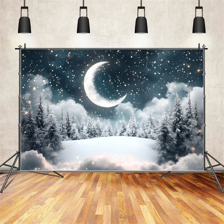 Wald Backdrop Fotografie Sternennacht Mond Kiefern Hintergrund CSH4-122