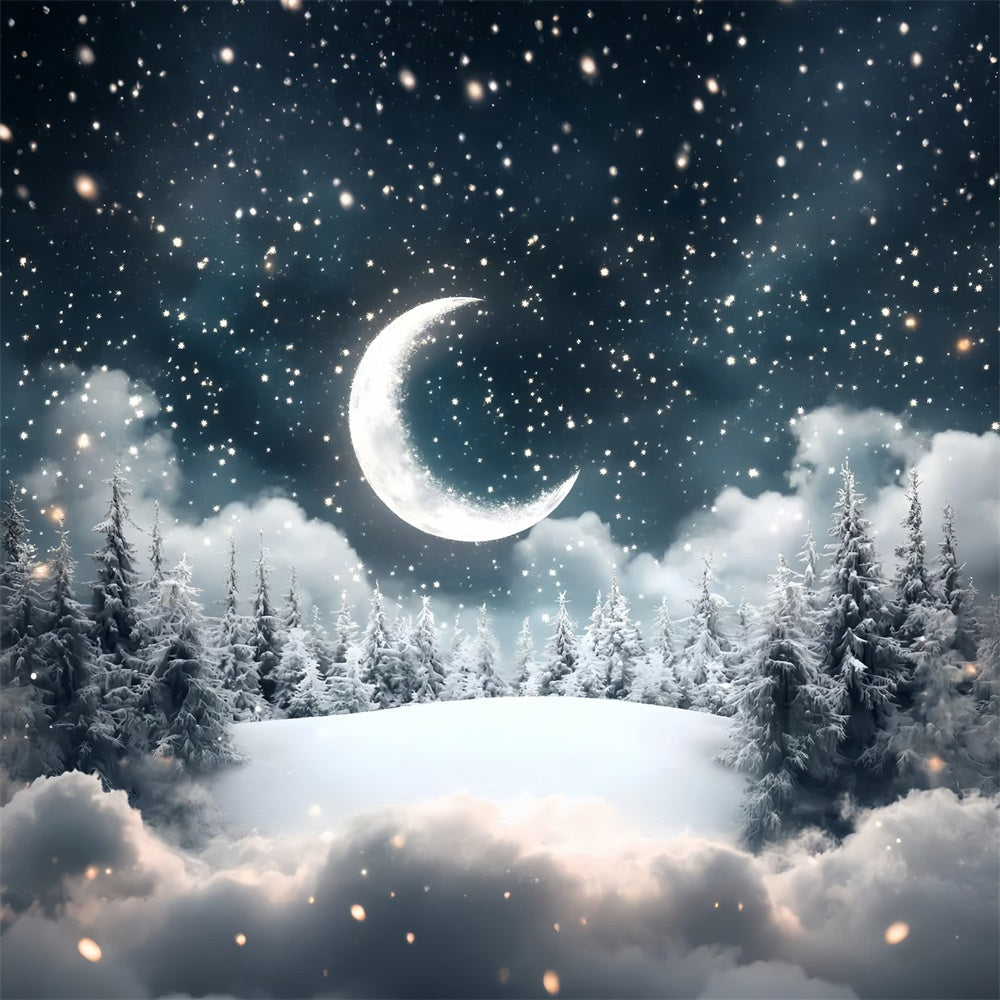 Wald Backdrop Fotografie Sternennacht Mond Kiefern Hintergrund CSH4-122