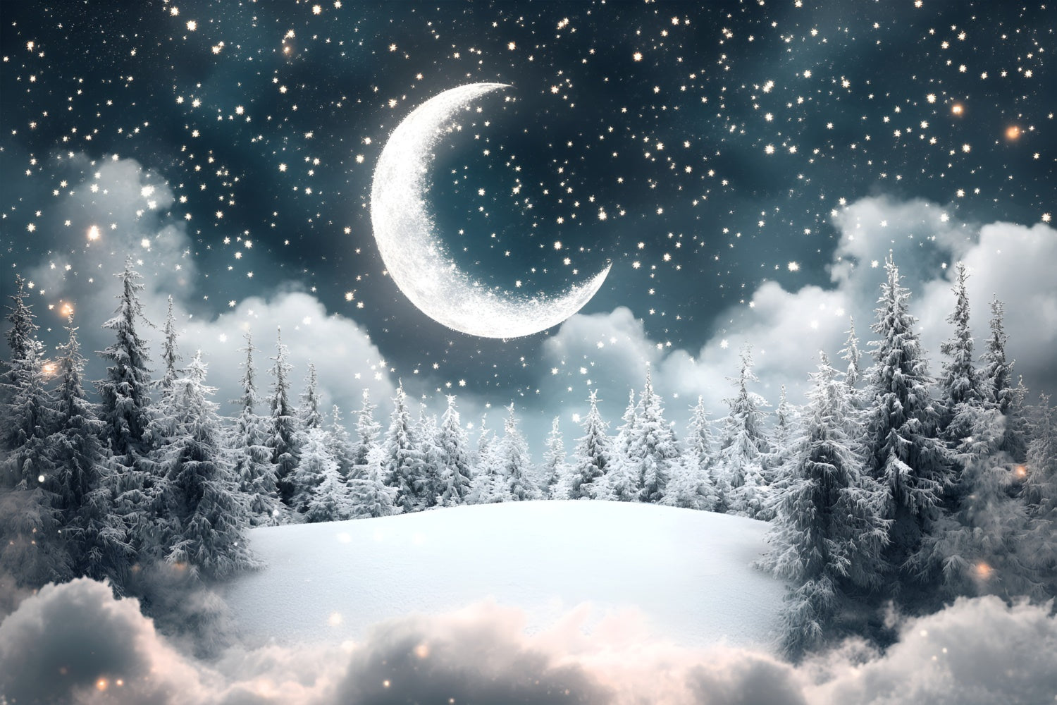 Wald Backdrop Fotografie Sternennacht Mond Kiefern Hintergrund CSH4-122
