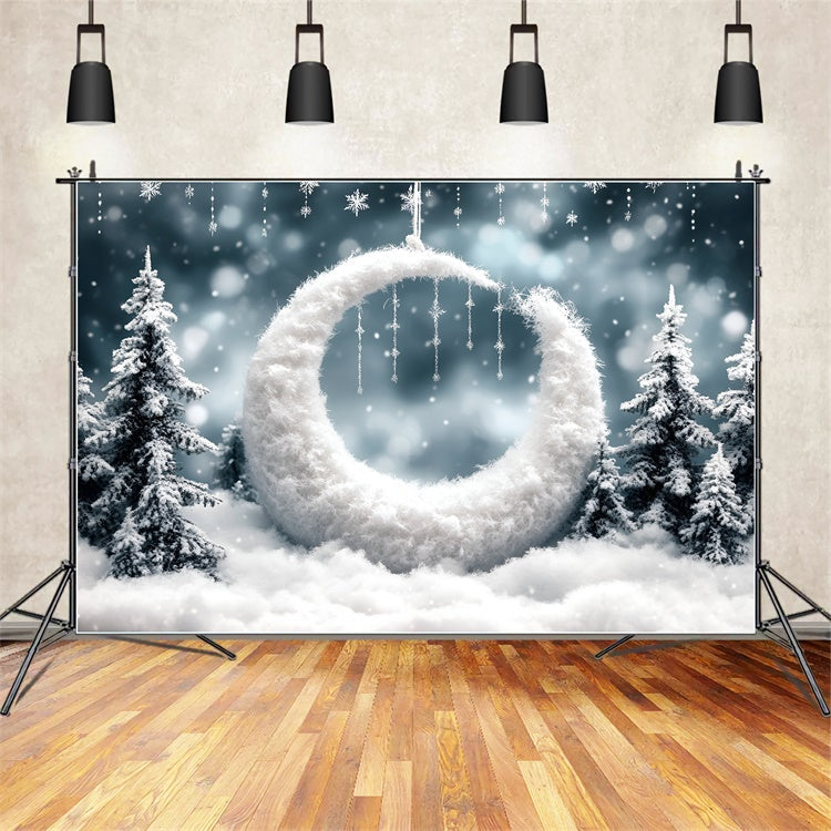 Wald Fotohintergrund funkelnder Schneefall Fantasy Hintergrund CSH4-123