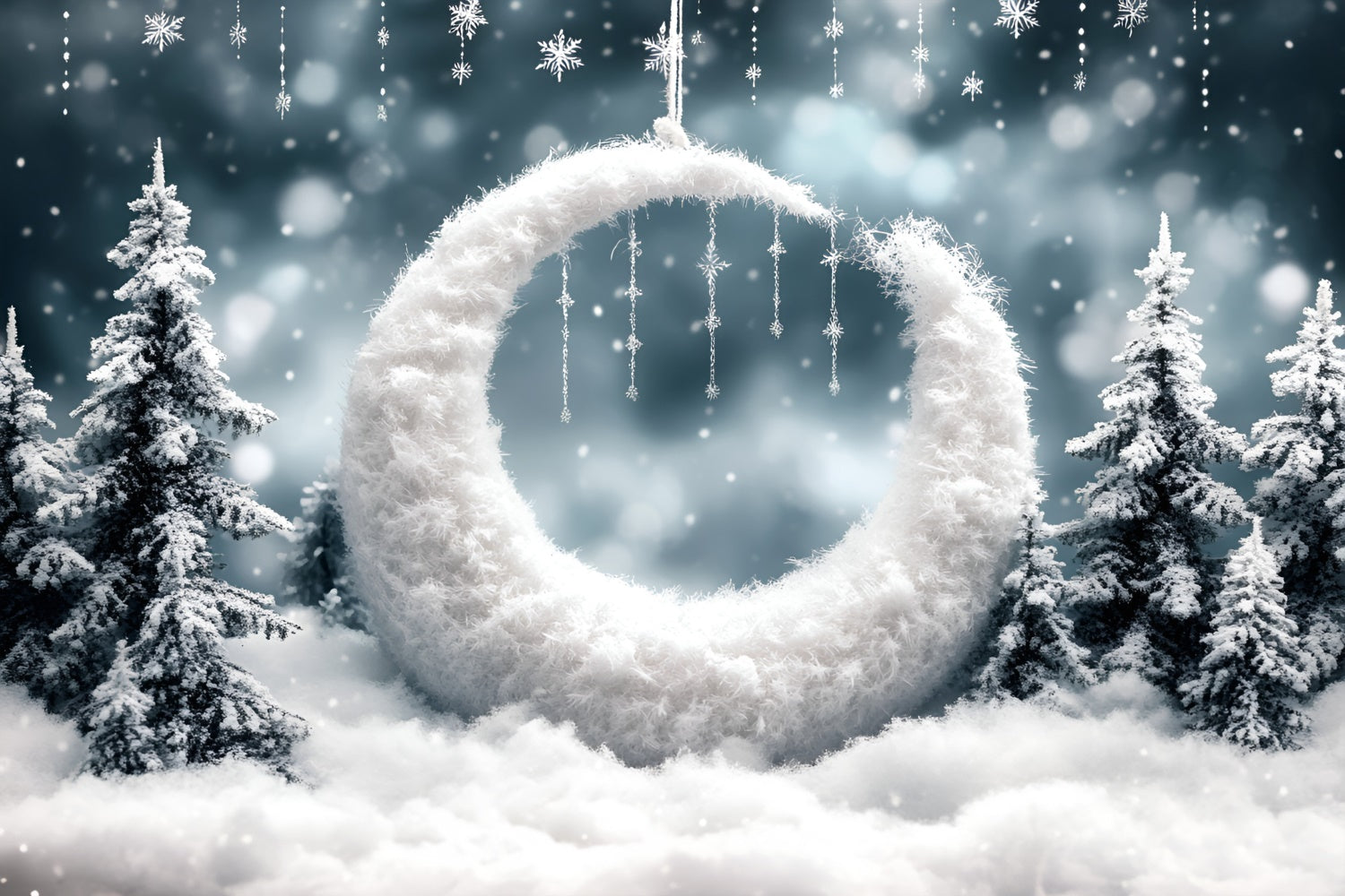 Wald Fotohintergrund funkelnder Schneefall Fantasy Hintergrund CSH4-123