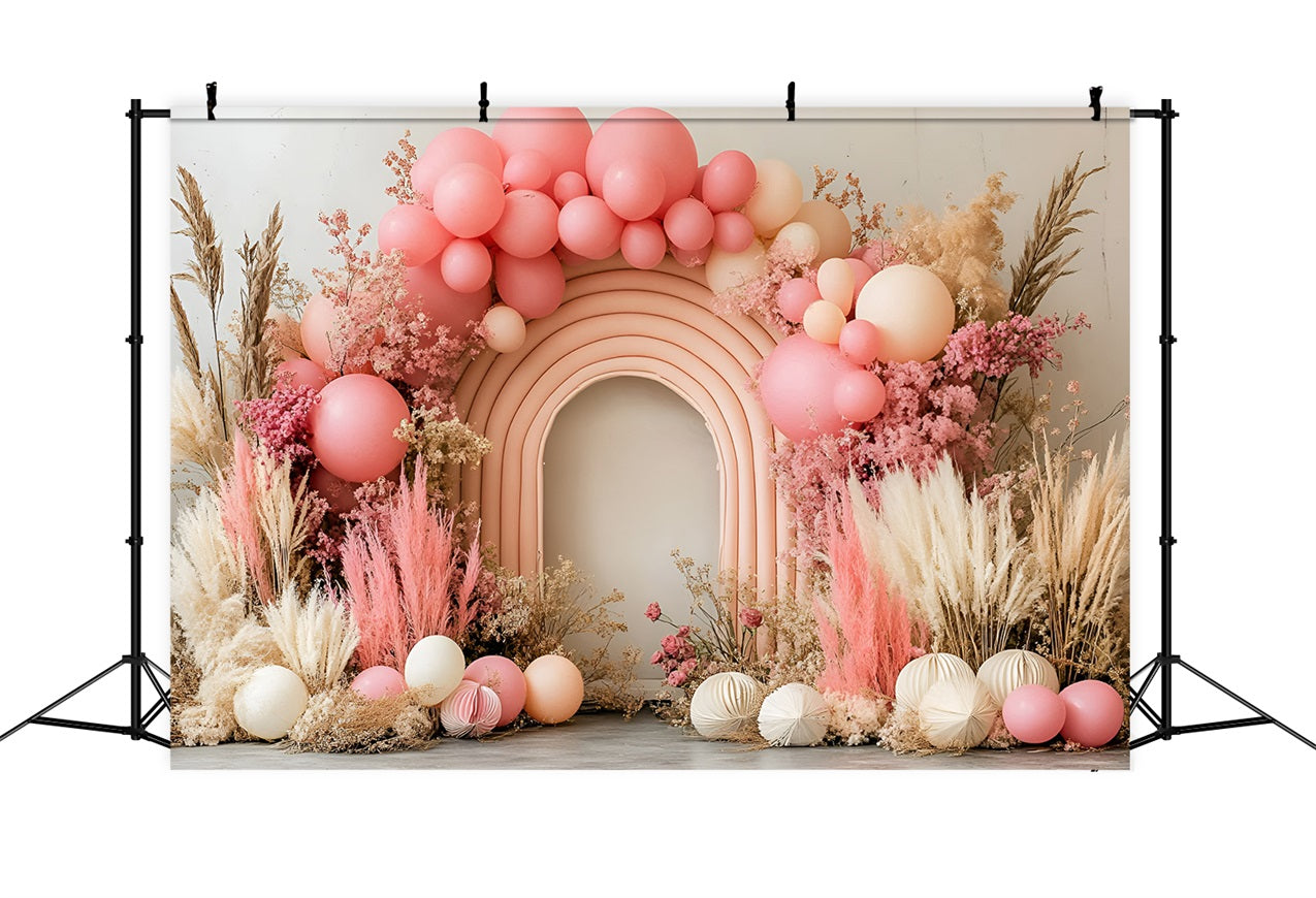 Boho-Hintergrund Bogen Getrocknete Blumen Ballon-Hintergrund CSH4-124