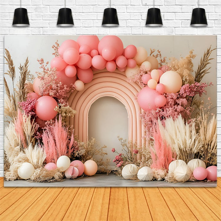 Boho-Hintergrund Bogen Getrocknete Blumen Ballon-Hintergrund CSH4-124