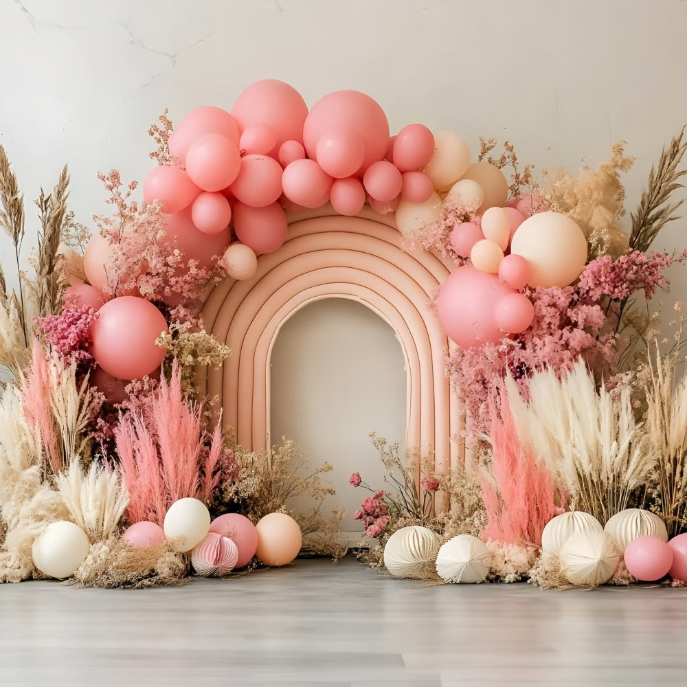 Boho-Hintergrund Bogen Getrocknete Blumen Ballon-Hintergrund CSH4-124