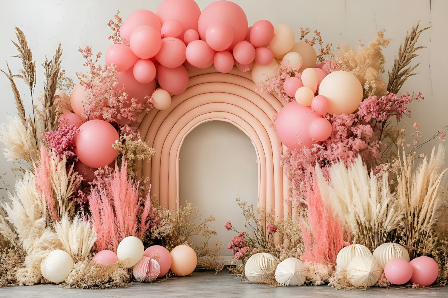 Boho-Hintergrund Bogen Getrocknete Blumen Ballon-Hintergrund CSH4-124