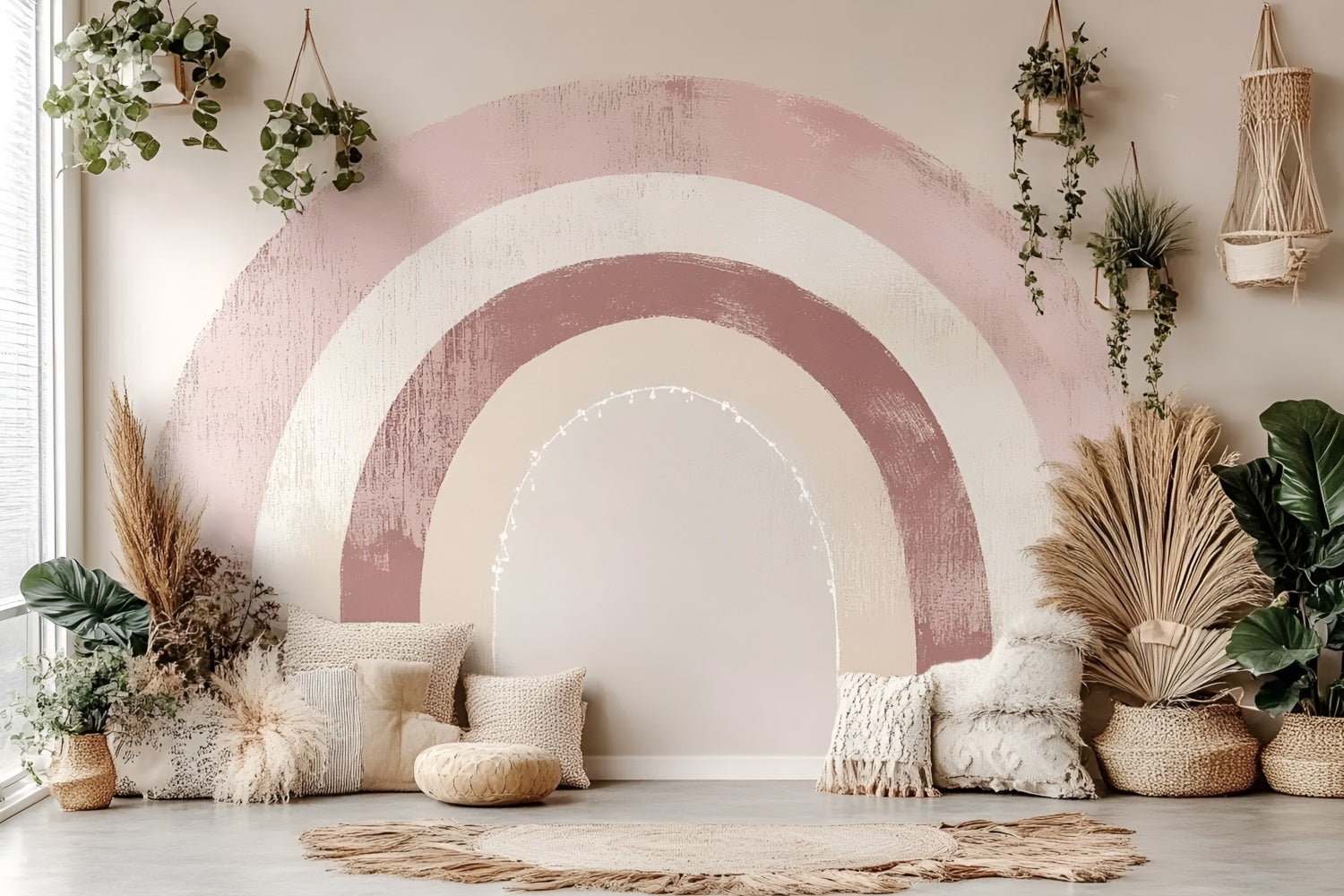 Boho Backdrop Ideen Bogen Wandmalerei Pampas Backdrop CSH4-128