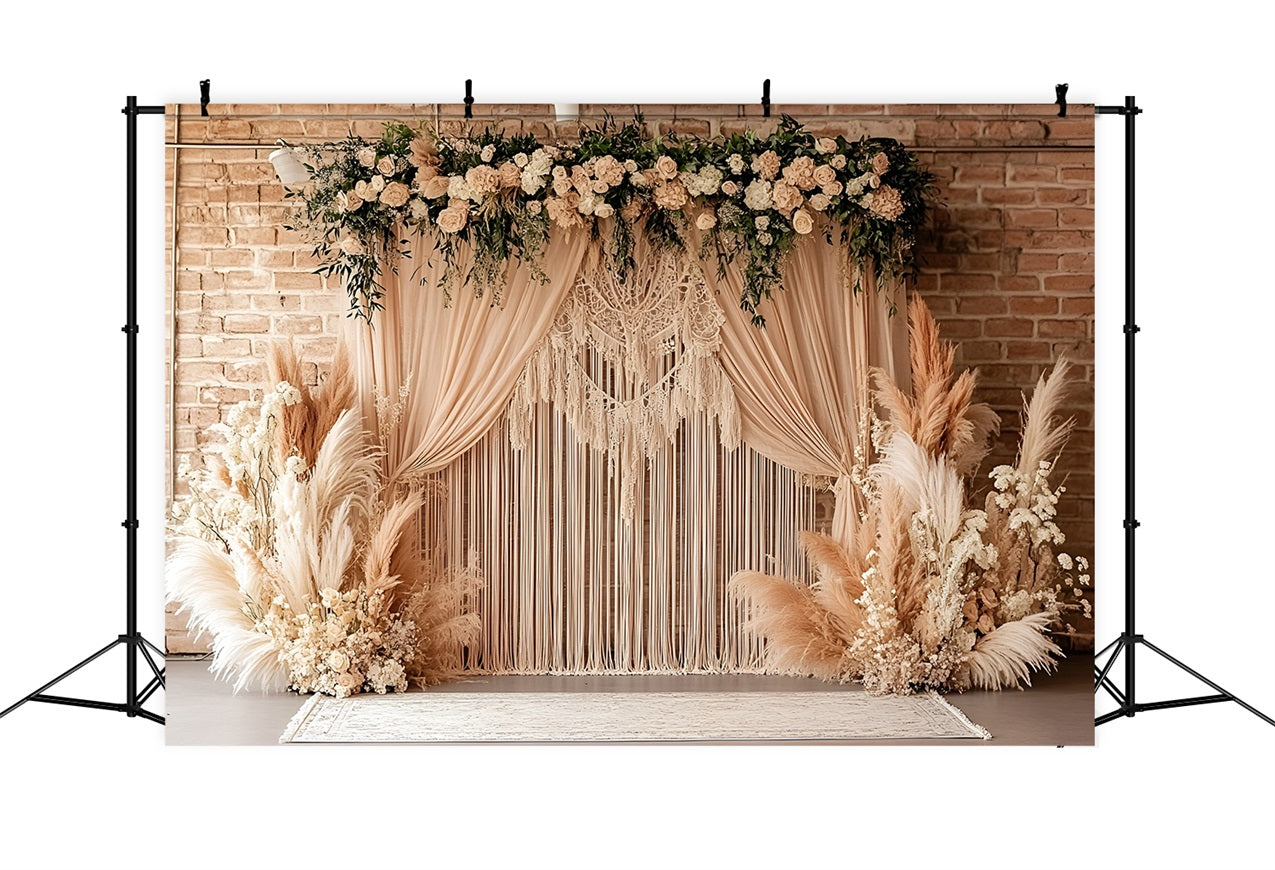 Boho-Hintergrund Makramee Pampas Garten Hintergrund CSH4-133