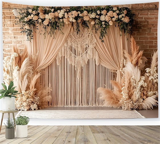 Boho-Hintergrund Makramee Pampas Garten Hintergrund CSH4-133