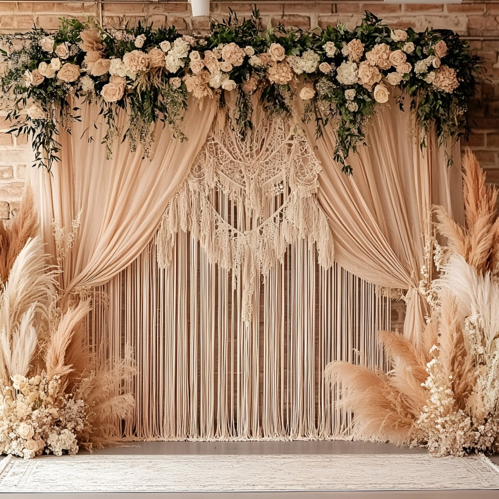 Boho-Hintergrund Makramee Pampas Garten Hintergrund CSH4-133