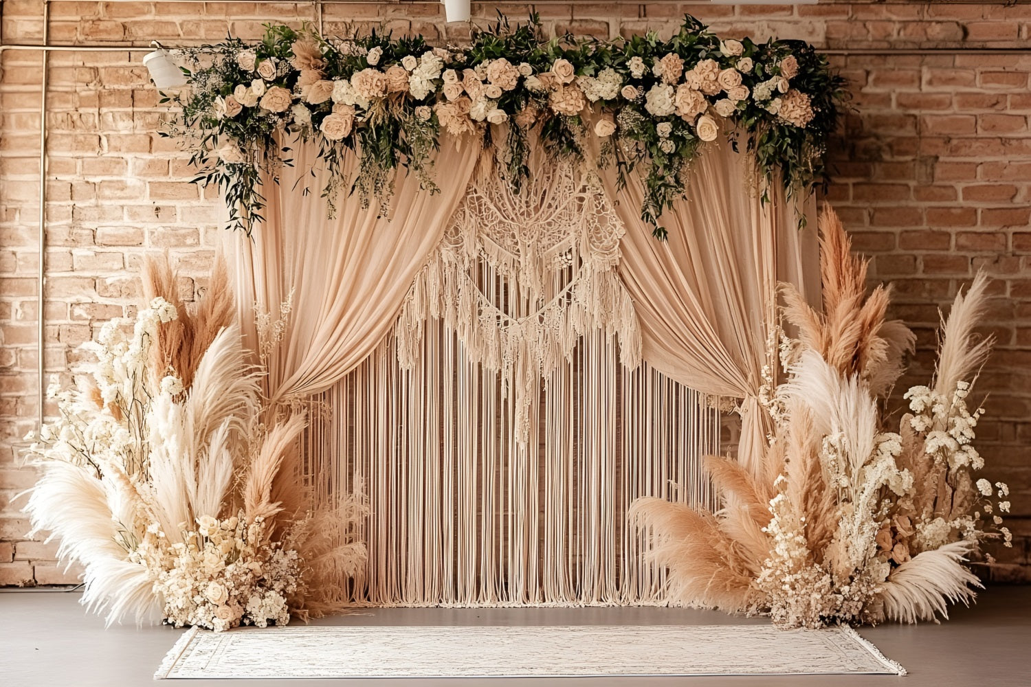 Boho-Hintergrund Makramee Pampas Garten Hintergrund CSH4-133