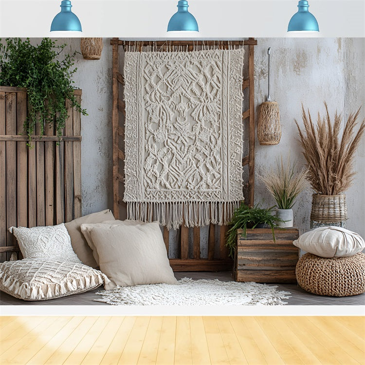 Boho Backdrop Ideen Makramee Wand Holzkisten Backdrop CSH4-135