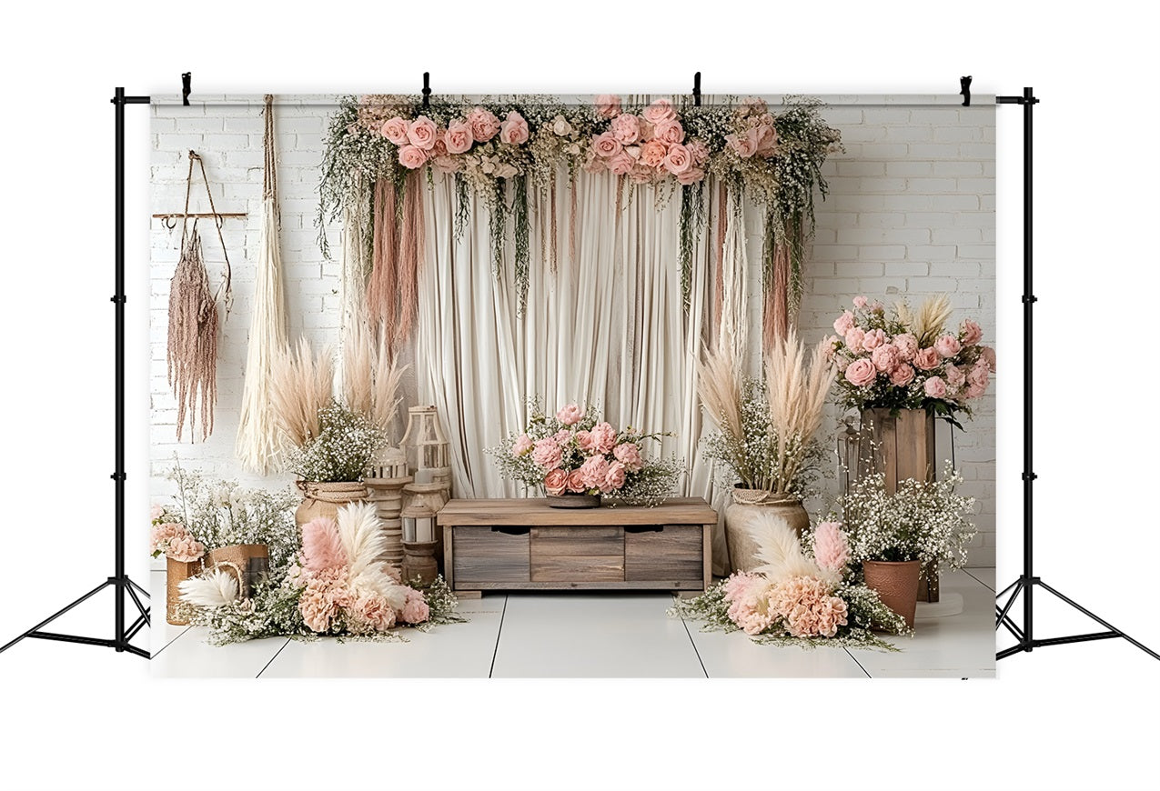 Boho Backdrops Drapery Pampas Blumen Hintergrund CSH4-136