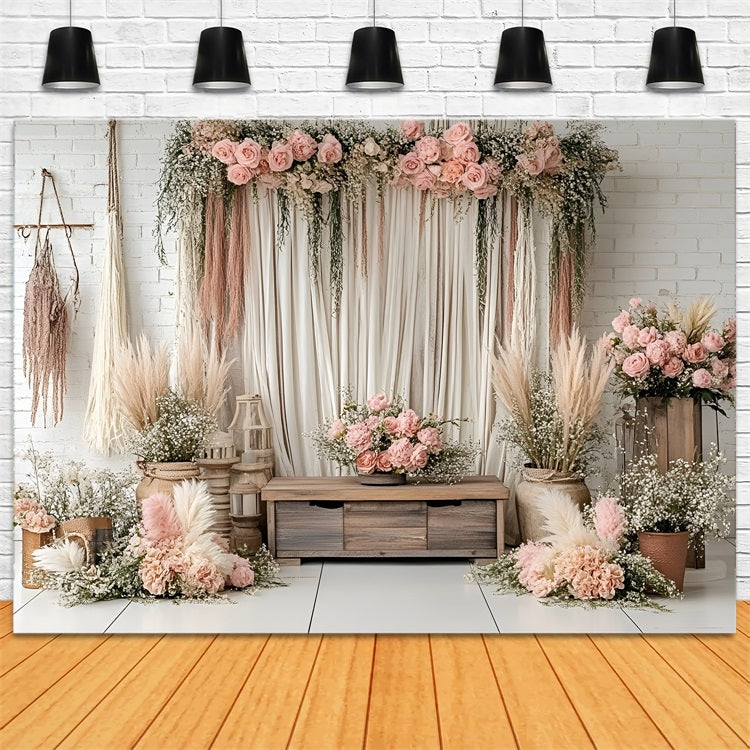 Boho Backdrops Drapery Pampas Blumen Hintergrund CSH4-136