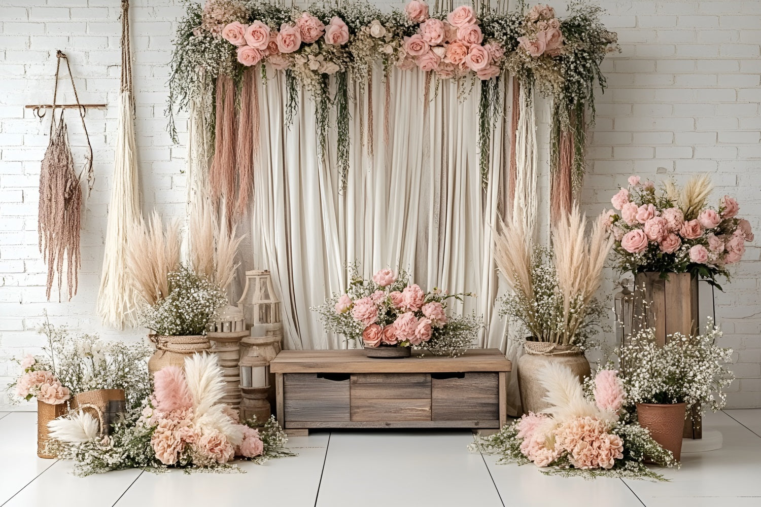 Boho Backdrops Drapery Pampas Blumen Hintergrund CSH4-136