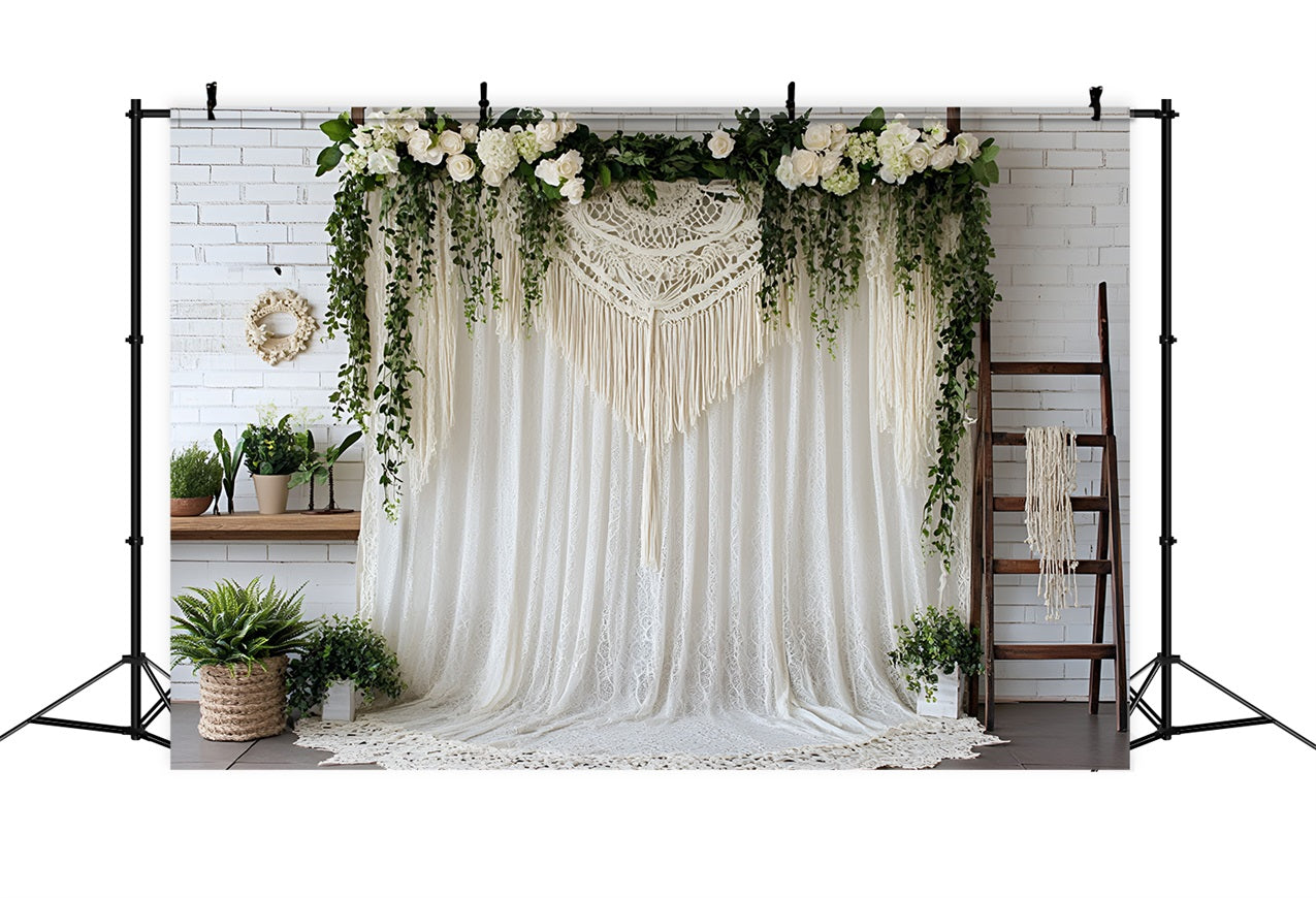 Boho Backdrop Drapierte Spitze Blumen Backdrop CSH4-139
