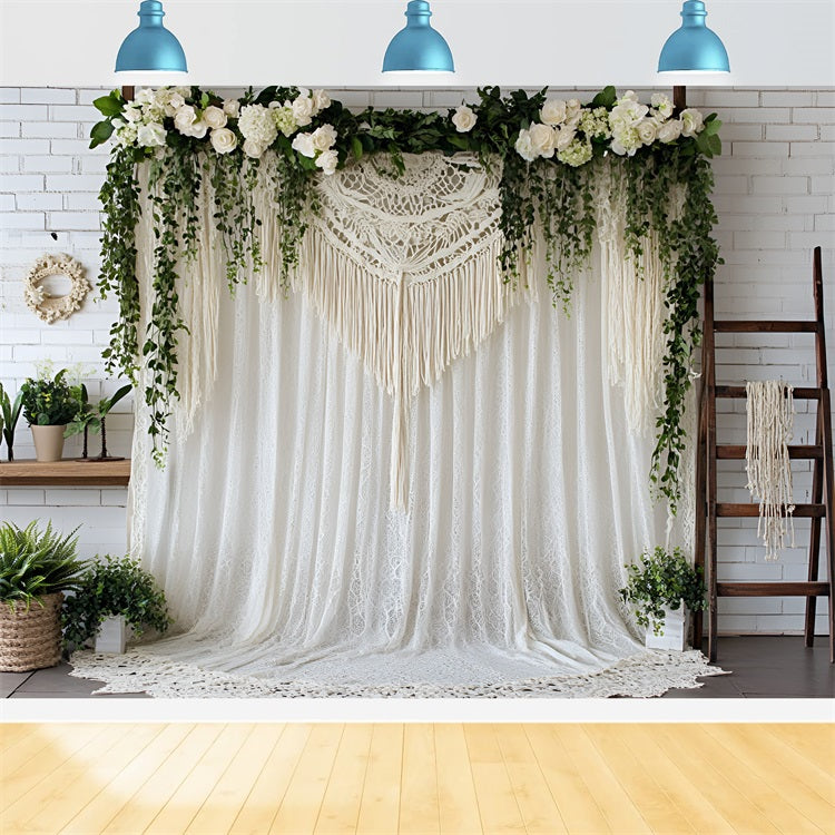 Boho Backdrop Drapierte Spitze Blumen Backdrop CSH4-139