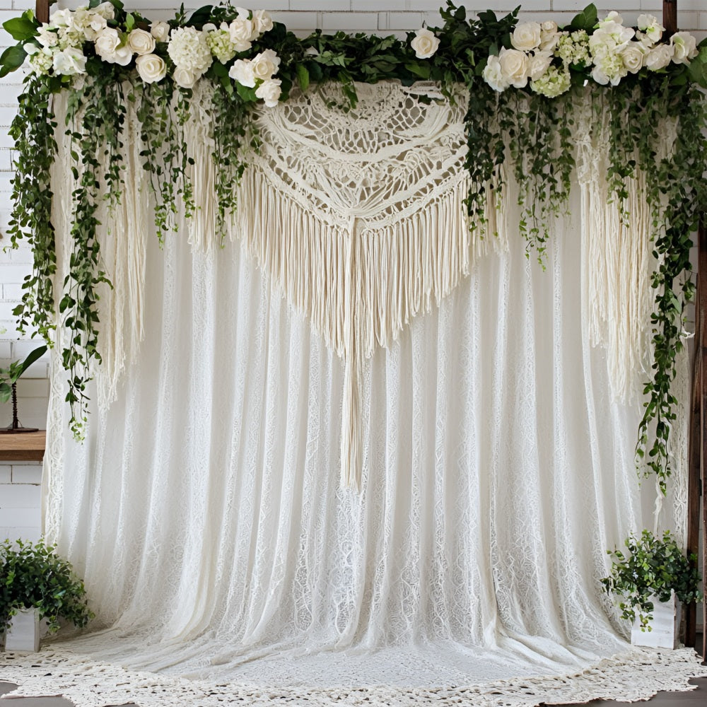 Boho Backdrop Drapierte Spitze Blumen Backdrop CSH4-139