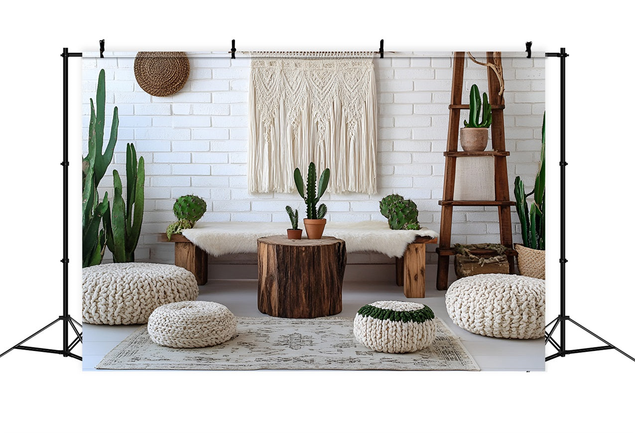 Boho Fotohintergrund Kaktus Bank Makramee Wandhintergrund CSH4-150