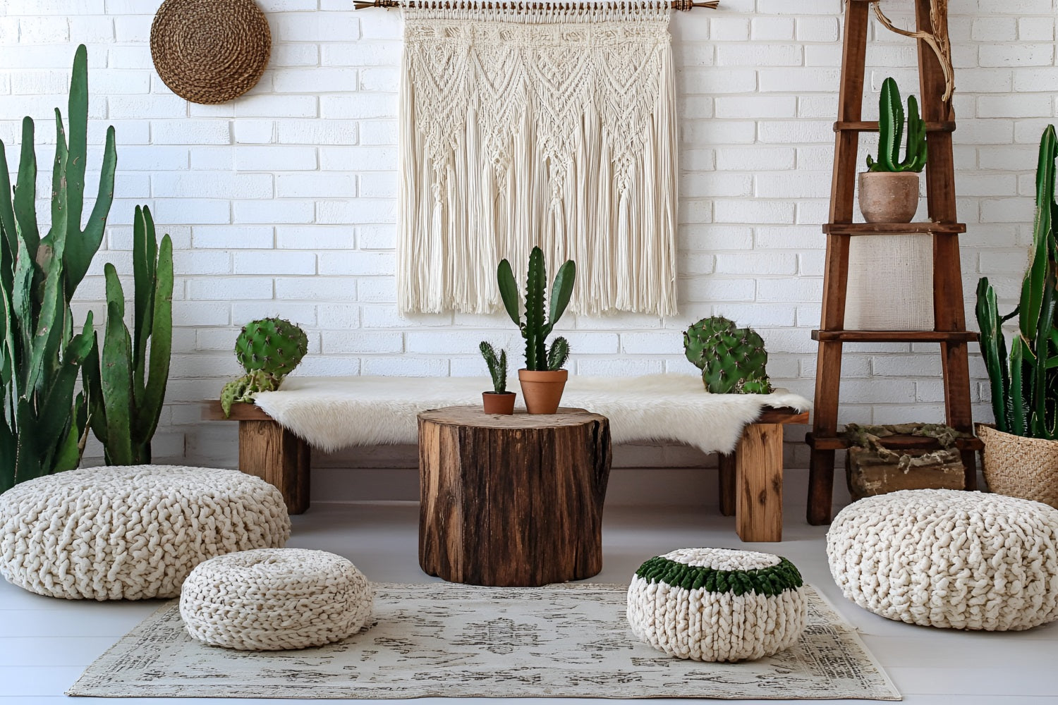 Boho Fotohintergrund Kaktus Bank Makramee Wandhintergrund CSH4-150