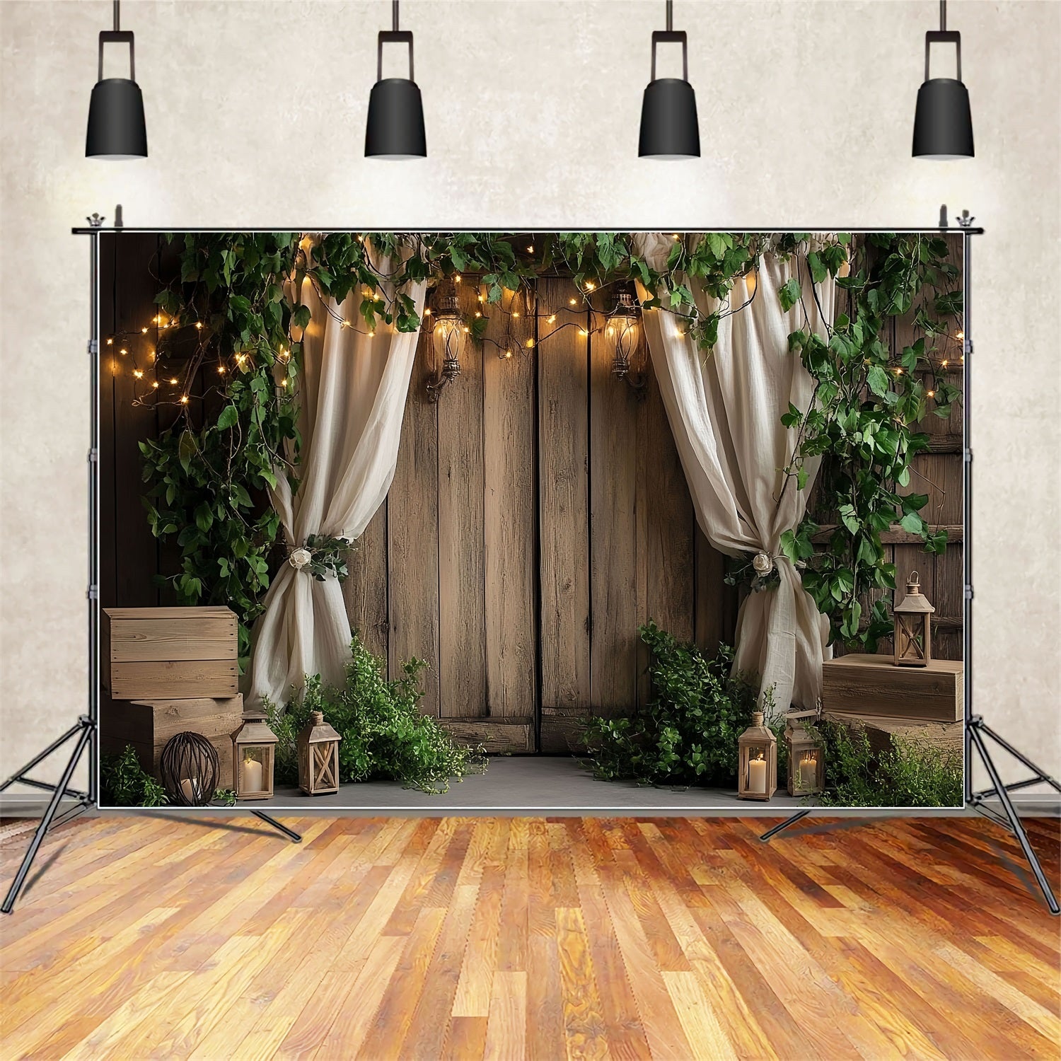 Scheunentor Backdrop Efeu Holz Laterne Backdrop CSH4-207